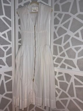 Anthropologie Tommie Zip-Front White Midi Dress EUC